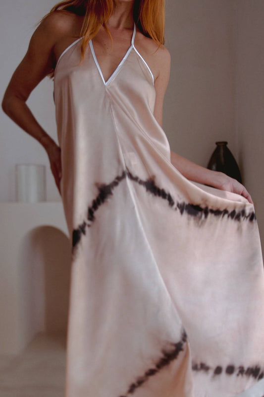 THE SHIBORI HALTER SILK DRESS