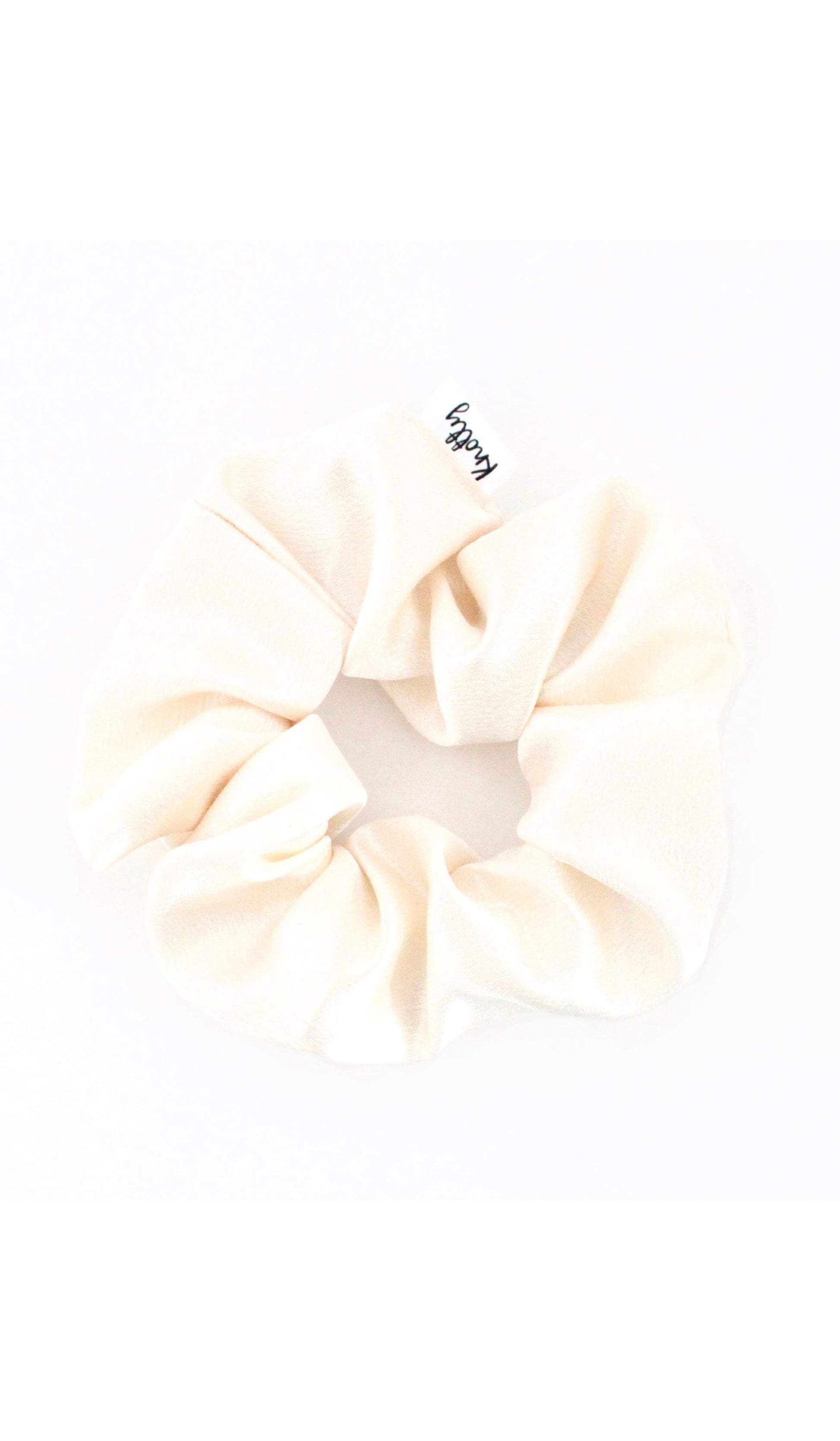Washed Satin Hair Scrunchie, Cream-1