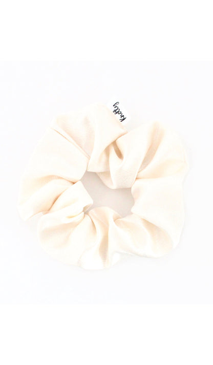 Washed Satin Hair Scrunchie, Cream-1