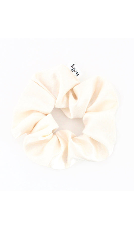 Washed Satin Hair Scrunchie, Cream-1